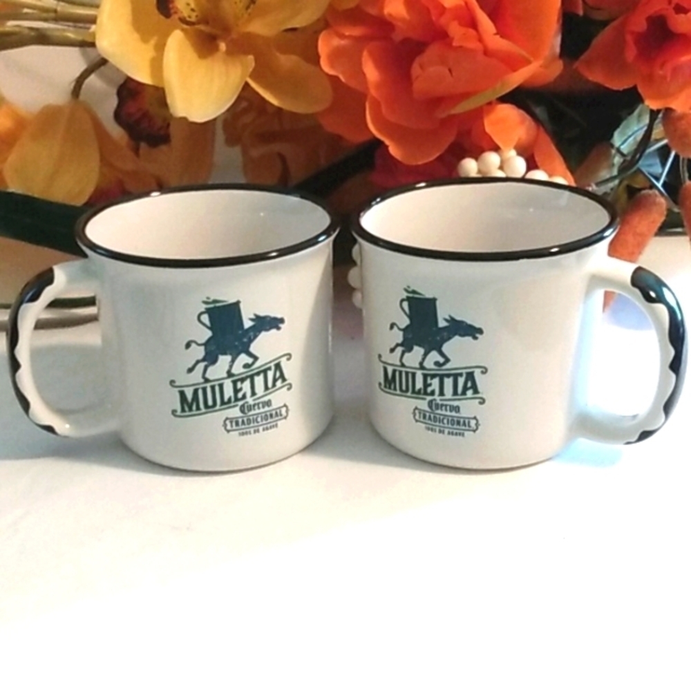 MULETTA CUERVO DRINKING CUPS 2 PIECE SET COFFEE MUGS SIZE 8 OUNCES EACH